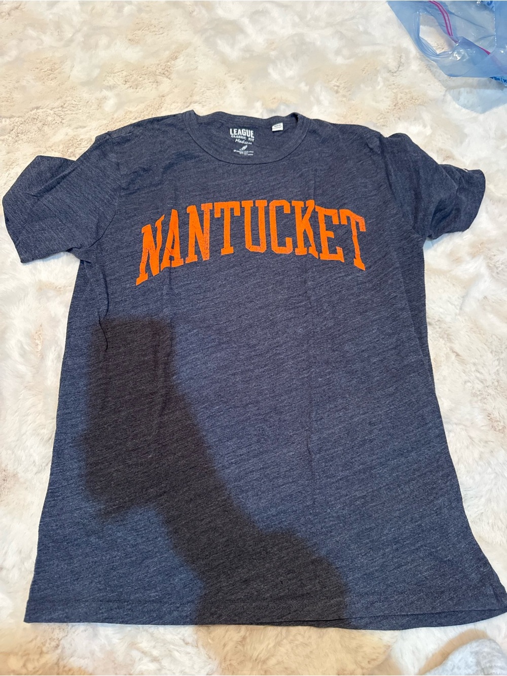 League Navy T-Shirt with Orange Nantucket Print